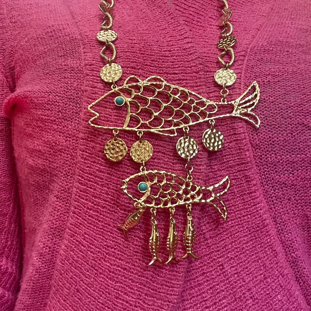 Gold Fish Pendant Necklace